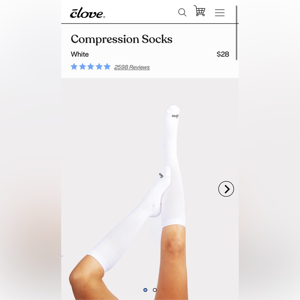 Clove White Compression Socks Size Small